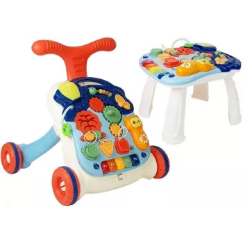 LEAN TOYS 7589 Interaktiivne lükkamis-käimistugi lauapaneel, 2-in-1 beebi tegevuskäimistugi tulede, helide ja hariva paneeliga