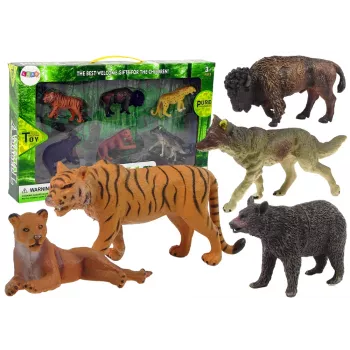 LEAN TOYS Aafrika Metsloomade Figuuride Komplekt Karu Tiiger