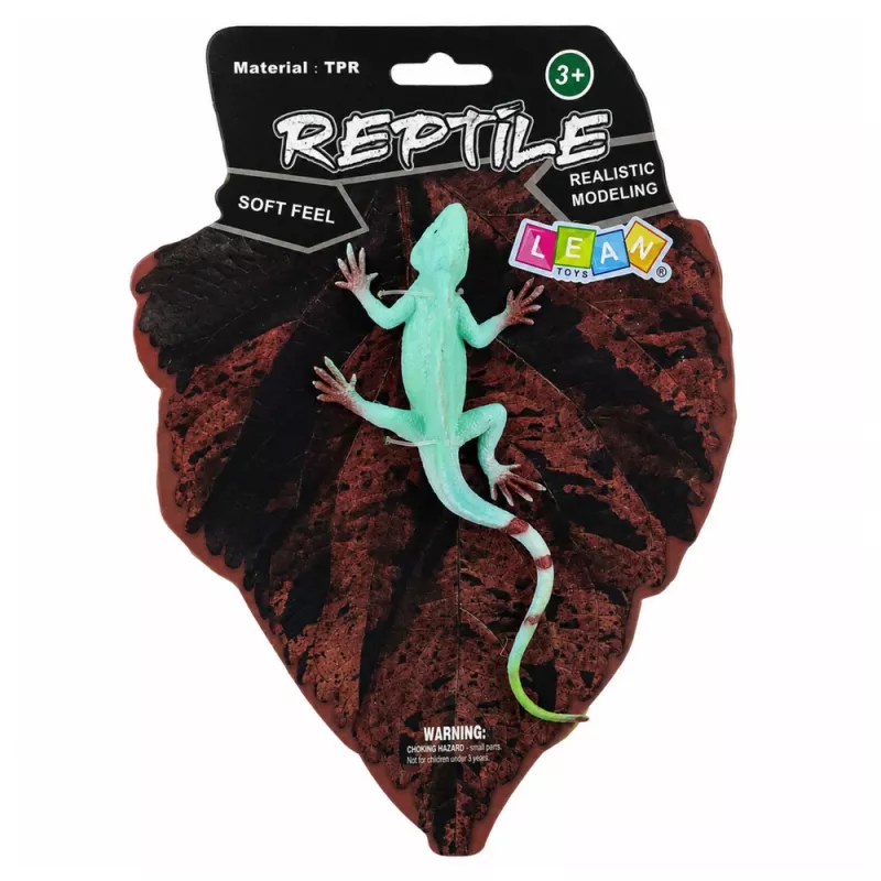 LEAN TOYS Agama Lizard Sailboat Rubber Figure Stretchable Realistic 16 cm