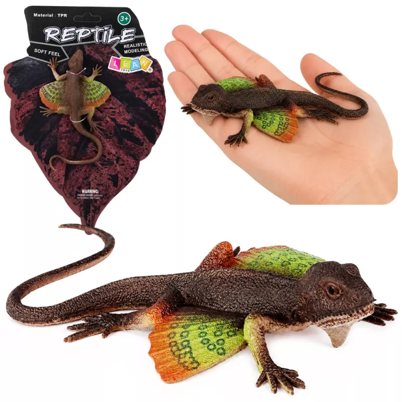 LEAN TOYS Agama Lizard Webbed Rubber Figure Stretchable Realistic 13 cm