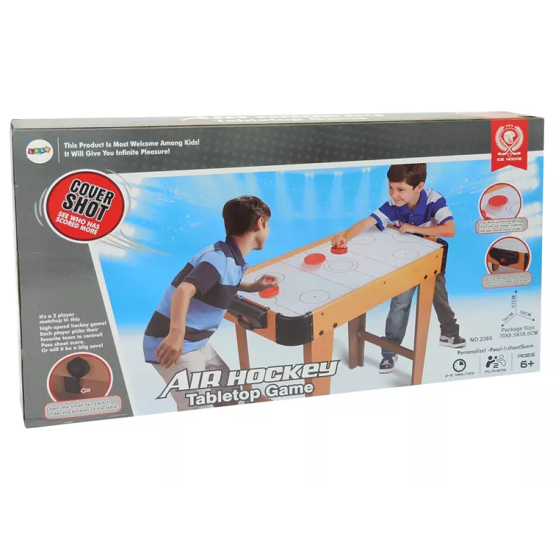 LEAN TOYS Air Hockey Handball Game Table with Foosball, 2-in-1, Electric Blower, MDF, Black