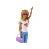 LEAN TOYS Anlily laste nukk pikkade blondide juuste, käekoti, prillide ja valge pluusiga