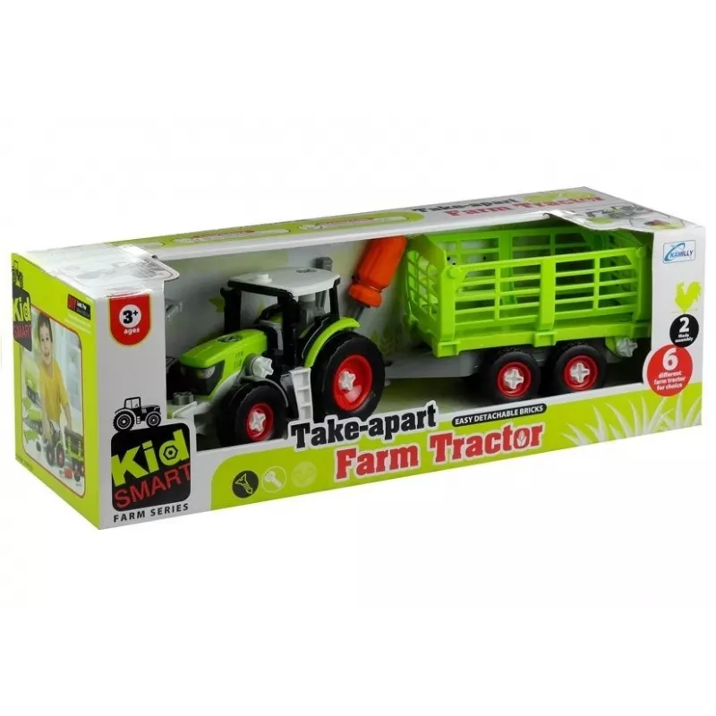 LEAN TOYS Kokkupandav traktor avatud haagisega 43 cm