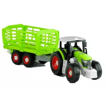 LEAN TOYS Kokkupandav traktor avatud haagisega 43 cm