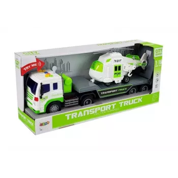 LEAN TOYS Auto Transporter on Batteries 1:16 with a Helicopter