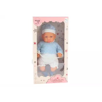 LEAN TOYS Beebinukk 46 cm Sinine Lutt Müts Sokid