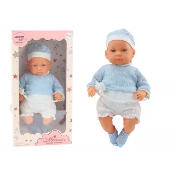 LEAN TOYS Beebinukk 46 cm Sinine Lutt Müts Sokid