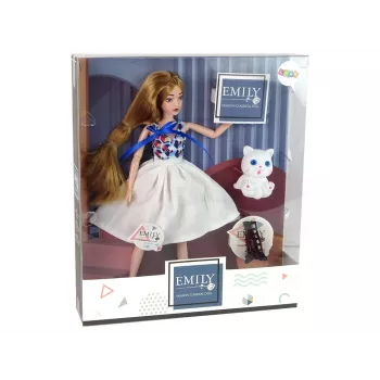 LEAN TOYS Beebinukk kassiga, pikk pruun juus