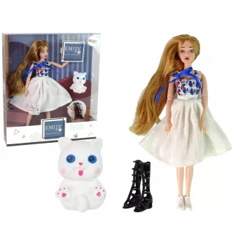 LEAN TOYS Beebinukk kassiga, pikk pruun juus