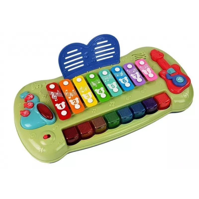 LEAN TOYS Beebi klaver koos taldrikute ja valgustatud klahvidega muusikamänguasi