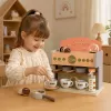 LEAN TOYS Barista Set Coffee Maker Wooden Accessories Pink