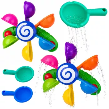 LEAN TOYS Vannikomplekt Vesiveski Imikuppidega Kaks Lusikat Veemänguasi
