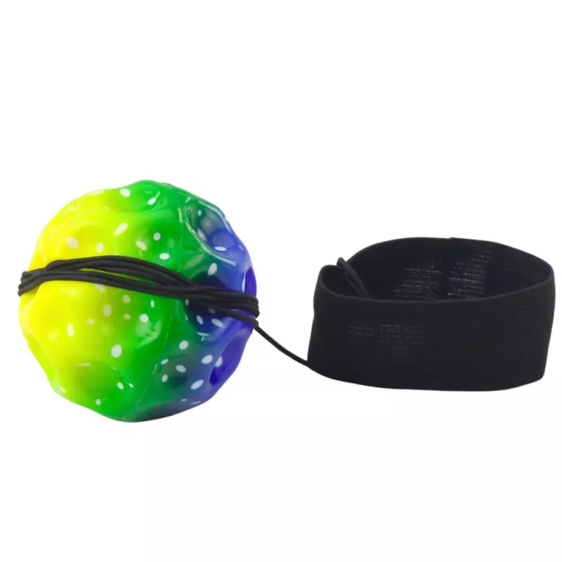 LEAN TOYS Hüppepall elastse nööriga, sensoorne, mõlkidega, värviline, 6 cm