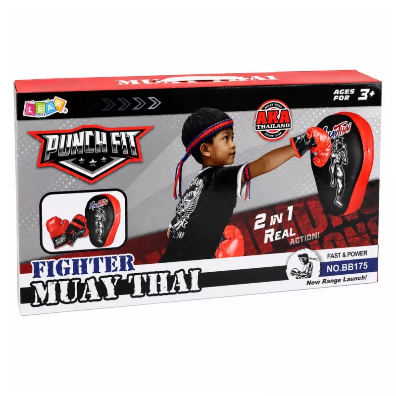 LEAN TOYS 2-in-1 Muay Thai poksitreneringu komplekt kinnaste ja fookuskinnastega, must