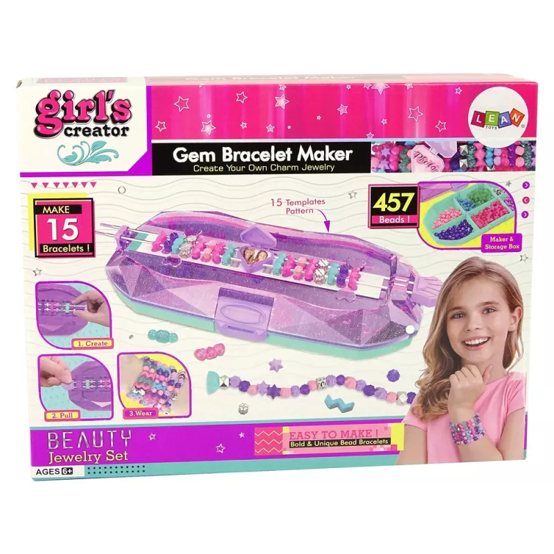LEAN TOYS Käevõrude valmistamise komplekt Värvilised helmed Mahuti Looja