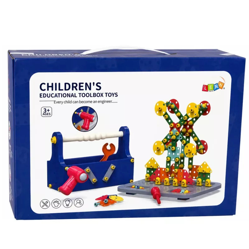 LEAN TOYS Ehitusklotsid karbis DIY komplekt kruvikeerajaga