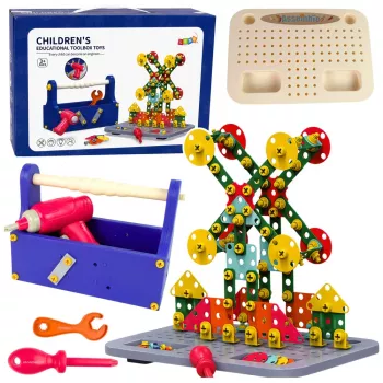 LEAN TOYS Ehitusklotsid karbis DIY komplekt kruvikeerajaga
