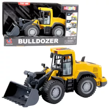 LEAN TOYS Buldooser Ehitus Ekskavaator Tulede, Helide ja Liikuva Kopaga – Kollane