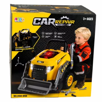 LEAN TOYS Buldooser ekskavaator lahtivõetav mänguasi – väike meistrimees tulede, helide ja auruefektiga (3+ aastat)