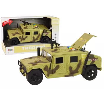LEAN TOYS Sõjaväesõiduk Friction Drive Camo Sand Tuled Helid