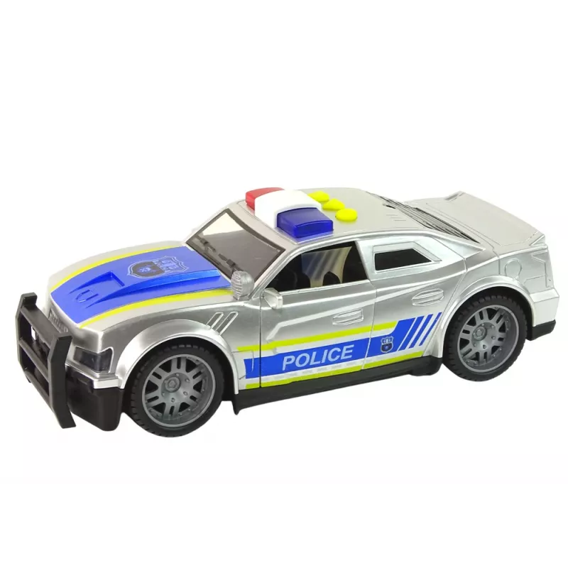 LEAN TOYS Car Police 1:14 Lights Sounds Silver