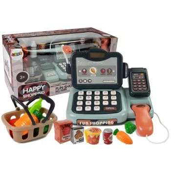 LEAN TOYS Kassaregisteri poekomplekt mikrofoni ja heliterminaliga – interaktiivne mängukomplekt lastele alates 3. eluaastast