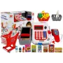 LEAN TOYS Kassaregister koos ostukorvide ja tarvikutega | 35-osaline mängukomplekt töötava kalkulaatori, valgustatava skanneri, mikrofoni, ostukorvi ja korviga | Vanusele 3+