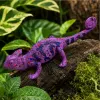 LEAN TOYS Chameleon kummist kujuke, veniv, realistlik, lilla, roomaja, 14 cm