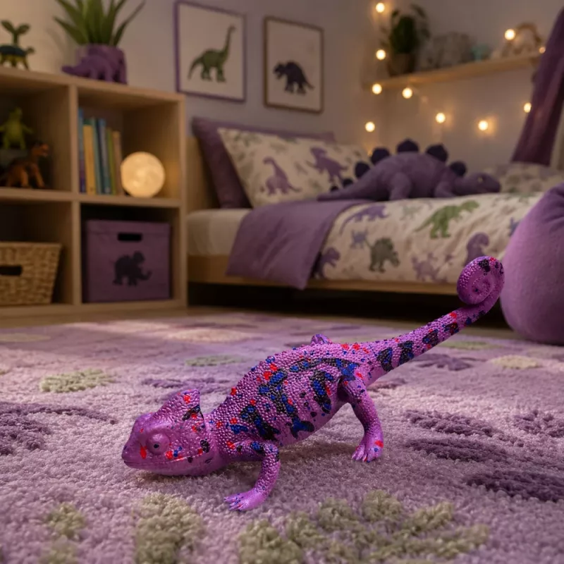 LEAN TOYS Chameleon kummist kujuke, veniv, realistlik, lilla, roomaja, 14 cm