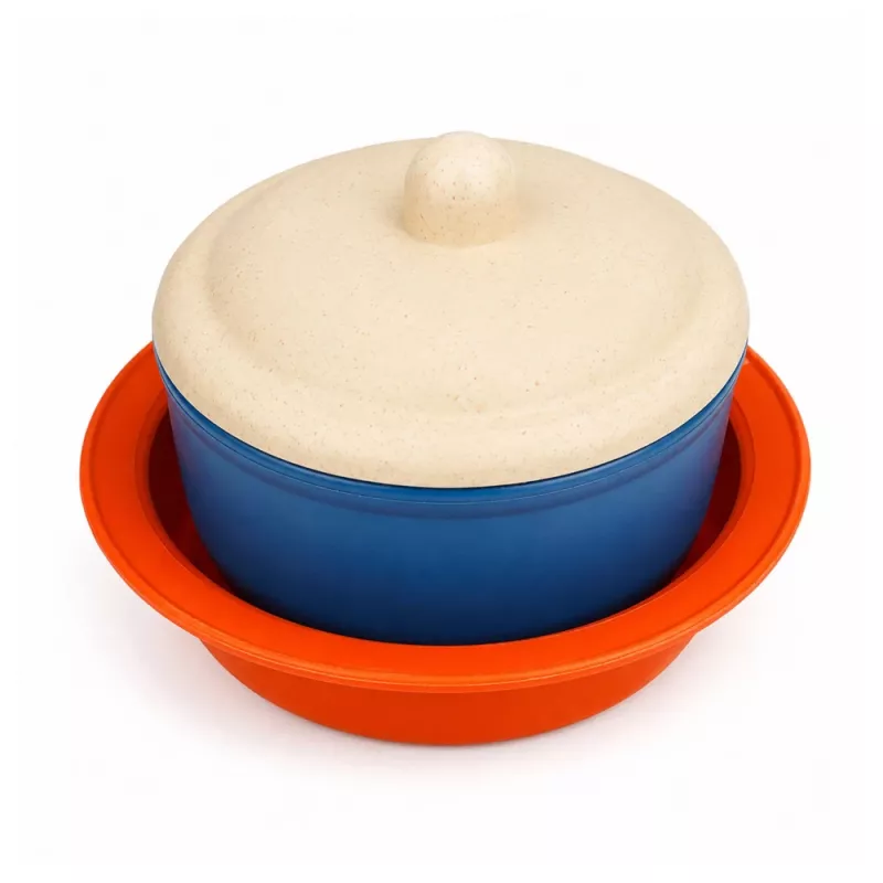 LEAN TOYS Laste bambuskiust söögiriistade komplekt, sinine ja oranž, 15 tk