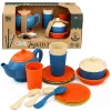 LEAN TOYS Laste bambuskiust söögiriistade komplekt, sinine ja oranž, 15 tk
