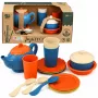LEAN TOYS Laste bambuskiust söögiriistade komplekt, sinine ja oranž, 15 tk