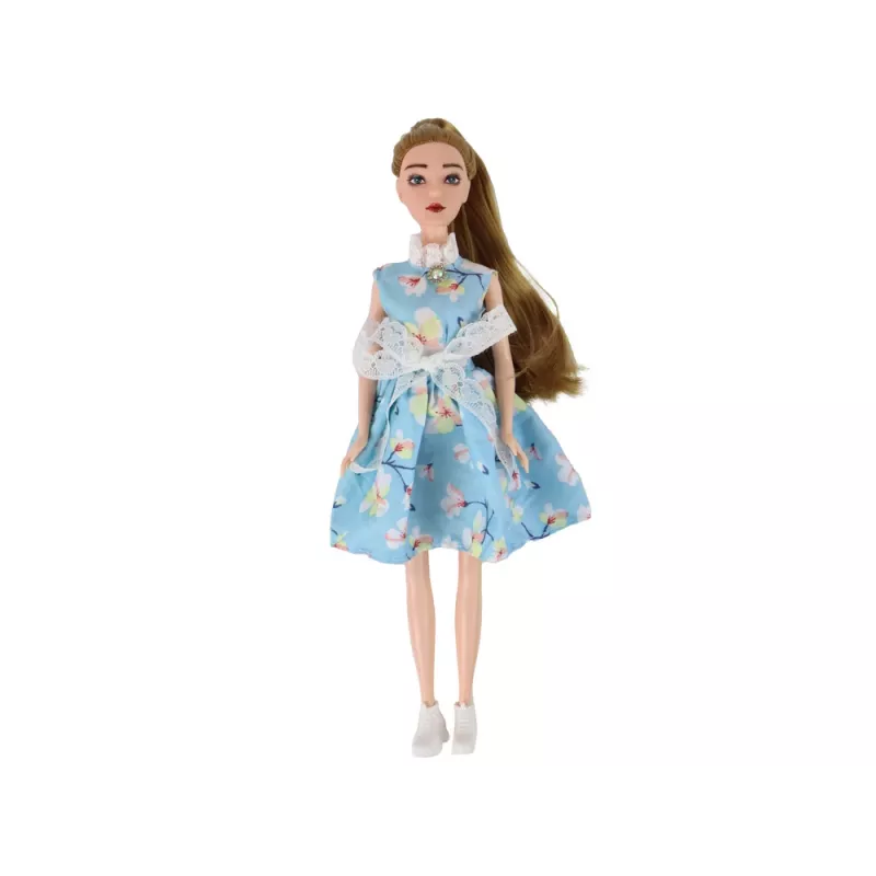 LEAN TOYS Laste nukk Emily Spring pikkade juuste ja sinise kleidiga kassipoeg