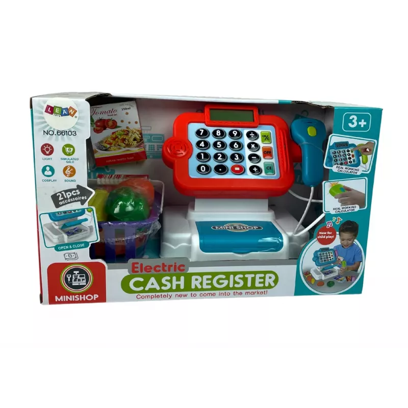 LEAN TOYS Laste fiskaalkassa kalkulaator köögiviljakorv