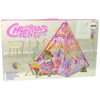 LEAN TOYS Laste valgustatud telk Ükssarvikud Ponid Roosa