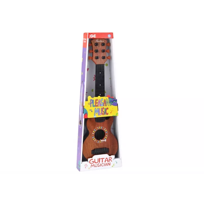 LEAN TOYS Laste mängukitarr pruuni puidust viimistlusega ja plektroniga, 6 nailonkeelt, akustiline, vanusele 3+