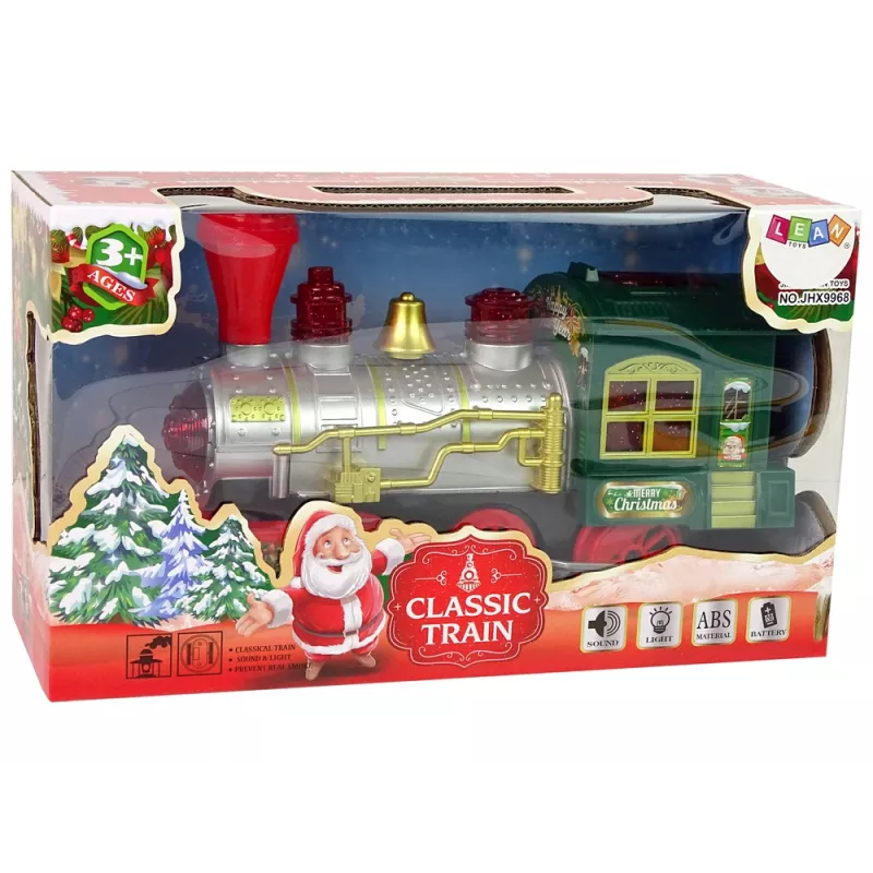 LEAN TOYS Jõuluauruvedur Tuled Heli Roheline Patareitoitega