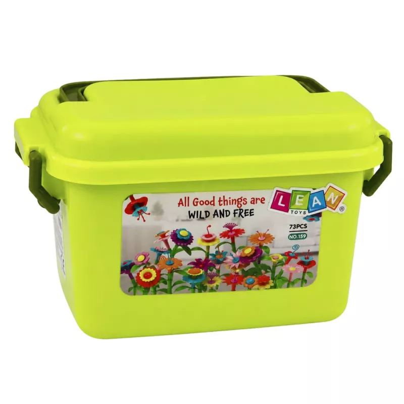 LEAN TOYS Ehitusklotsid Lilled Värviline Lilleaed Karbis 73 tk