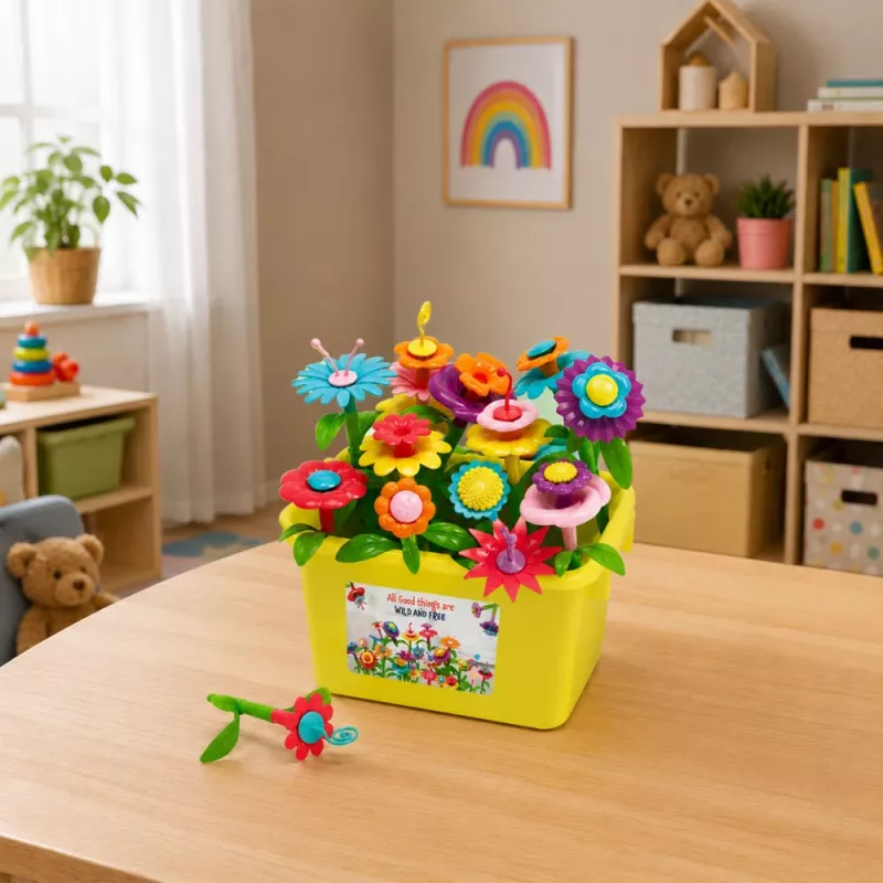 LEAN TOYS Ehitusklotsid Lilled Värviline Lilleaed Karbis 73 tk