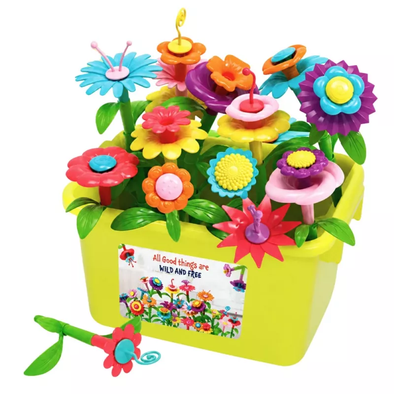 LEAN TOYS Ehitusklotsid Lilled Värviline Lilleaed Karbis 73 tk