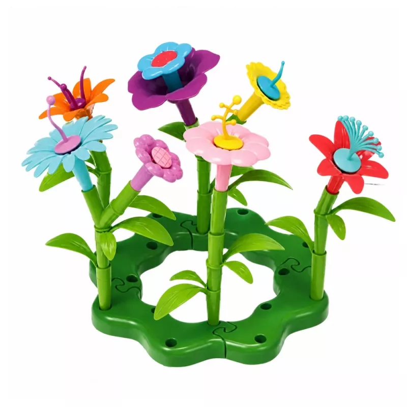 LEAN TOYS Ehitusklotsid Lilled Värviline Lilleaed Karbis 73 tk