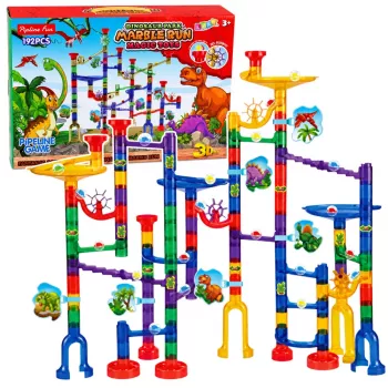 LEAN TOYS ehituskomplekt kuuliraja tunnelid värvilised dinosaurused 192 tk