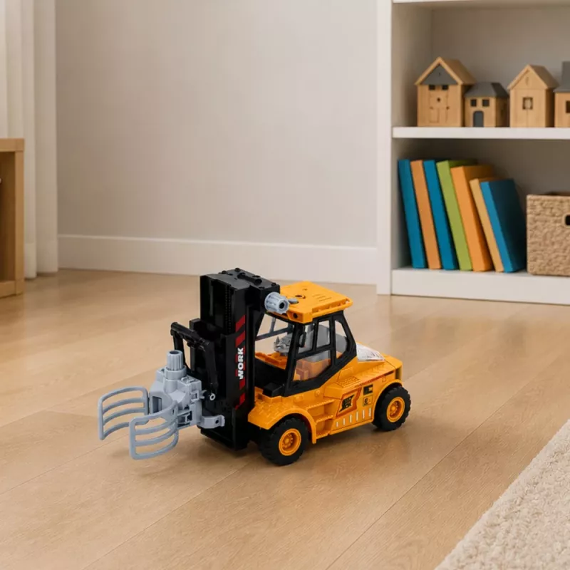 LEAN TOYS Ehitusmasin kahveltõstuk reguleeritava haaratsiga tuled helid kollane 1:43