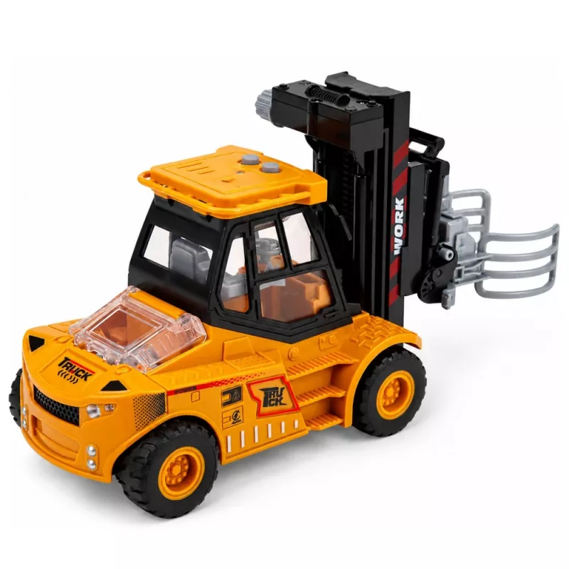 LEAN TOYS Ehitusmasin kahveltõstuk reguleeritava haaratsiga tuled helid kollane 1:43