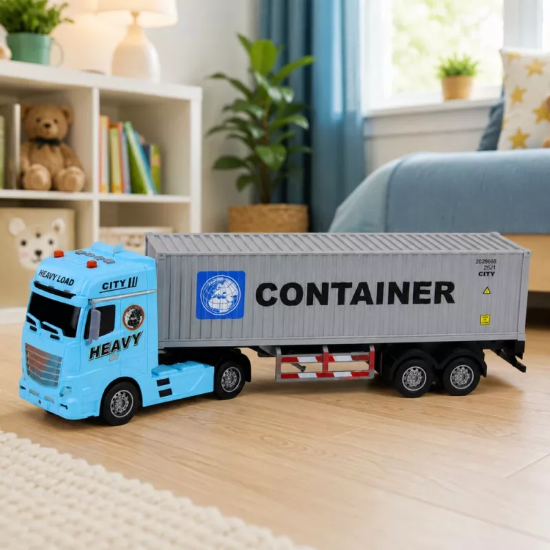 LEAN TOYS Konteinerveok avatavate uste, tulede ja helidega – Sinine, 54 cm