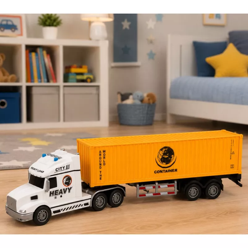 LEAN TOYS konteineriveok avanevate uste, tulede ja helidega, kollane, 54 cm
