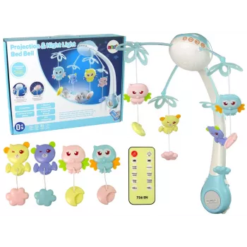 LEAN TOYS Voodikarussell Projektor Piloot Meloodiad Loomahääled Sinine