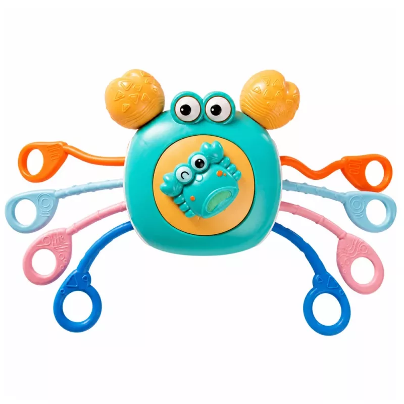 LEAN TOYS Crab Sensory Educational Toy For Toddlers Rattle Teether Blue
