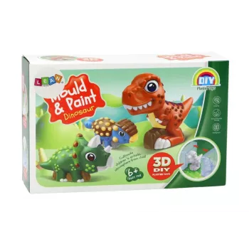 LEAN TOYS loominguline kunstikomplekt dinosaurused 3D kipsvärvid - vala ja värvi 6 dinosauruse figuuri, 6 vormi, 6 värvi, tööriistad, vanus 5+