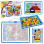 LEAN TOYS loominguline komplekt nööpmosaiik pusle seened nööpnõelad kohver 300 tk